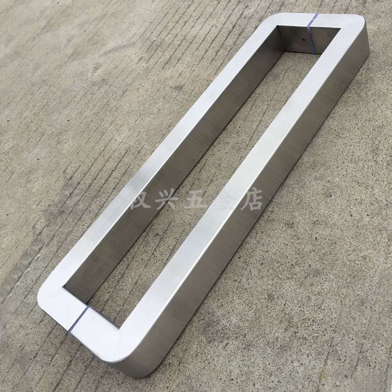 方形圆角新款拉丝不锈钢大门拉手地弹簧钢化玻璃门把手可定制加厚 - 图0