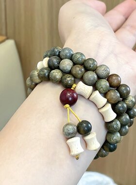 新款普陀山文创天然绿檀手串