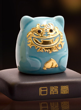 金门五福石敢当摆件可爱狮子门口玄关客厅装饰厦门漆线雕工艺品