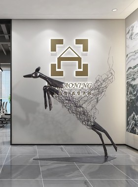 由居抽象鹿雕塑售楼处样板间公司门庭大堂展示品落地几何动物摆件