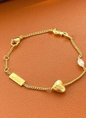 金色字母镶钻爱心2023年新款冬季网红锁骨链项链手链轻奢小众通勤