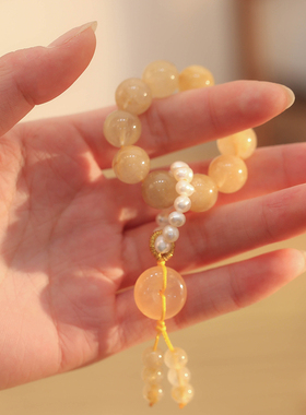 金发晶绕指柔手持女滚珠手串念珠跑环流苏指尖文玩佘太翠小手捻珠