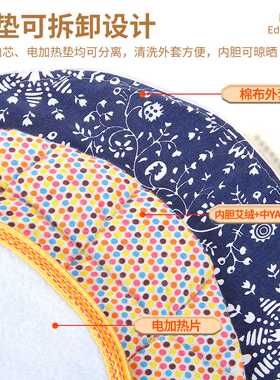 电加热艾绒坐垫办公家用控温亚麻艾草坐垫 艾草暖身艾灸坐垫