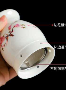 锦博澜骨瓷艾灸罐双层隔热透光陶瓷刮痧杯高白陶瓷艾灸推拿器