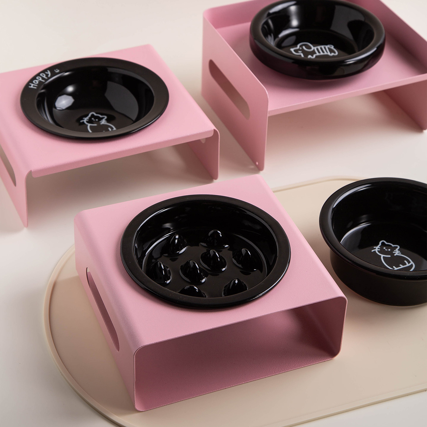 Petdebby黑粉陶瓷猫狗碗增高防黑下巴猫咪饭碗狗食盆防打翻狗狗碗,淘宝优惠券,粉丝福利购,淘宝优惠卷