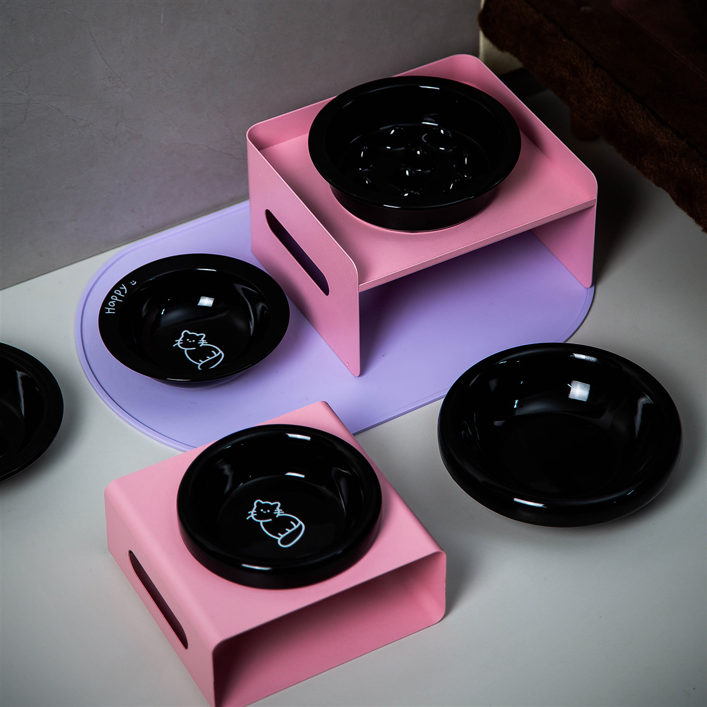 Petdebby黑粉陶瓷猫狗碗增高防黑下巴猫咪饭碗狗食盆防打翻狗狗碗,淘宝优惠券,粉丝福利购,淘宝优惠卷