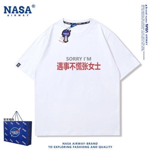 NASA联名可定制姓氏谐音梗王李刘女士趣味文字男女纯棉短袖T恤夏 - 图2