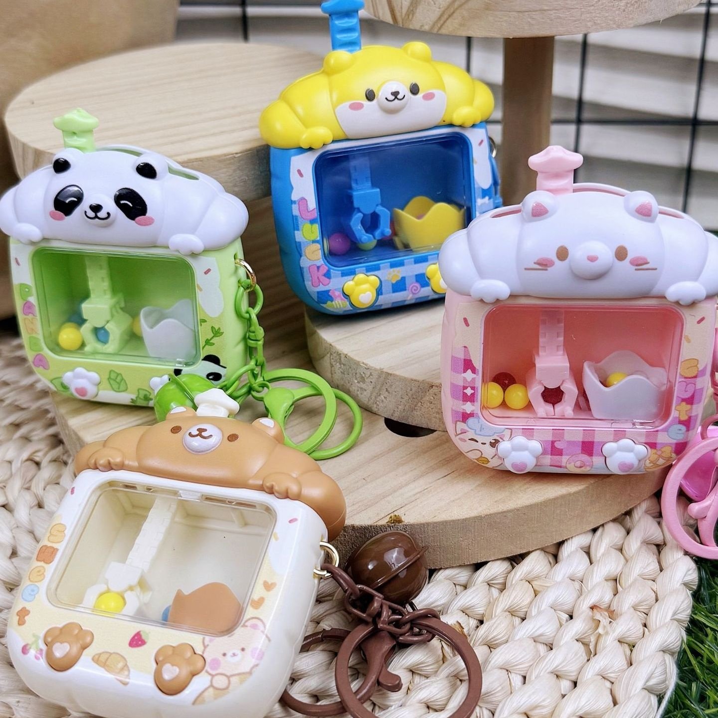 创意萌兔小熊抓娃娃机钥匙扣抓球机治愈解压玩具生日礼物挂件礼品,淘宝优惠券,粉丝福利购,淘宝优惠卷