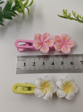 蛋黄发夹新款甜美粉色花朵发饰