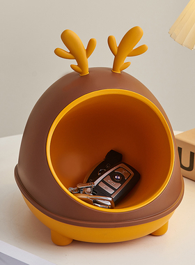 创意入户玄关钥匙收纳摆件进门鞋柜可爱鹿角置物架客厅桌面装饰品