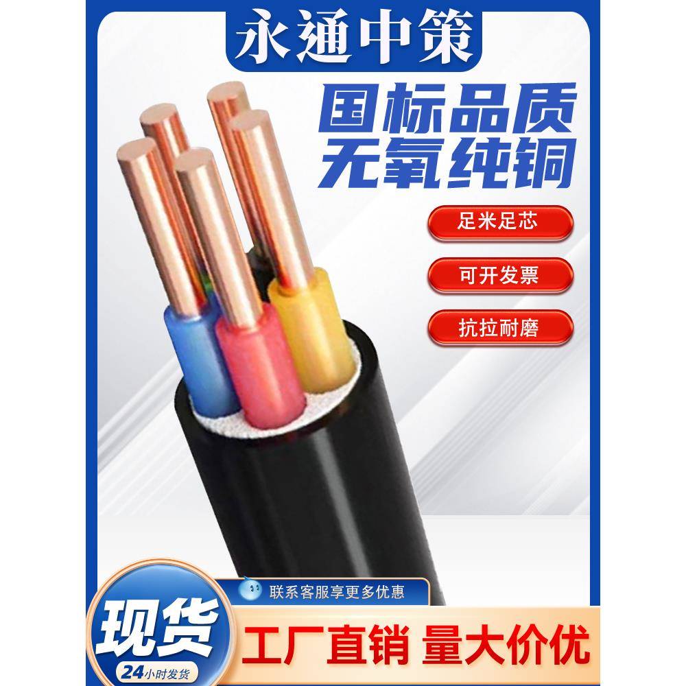 永通中策电线国标铜芯YJV 2 3 4 5芯 2.5 4 6平方凯装yjv22电缆线 - 图3
