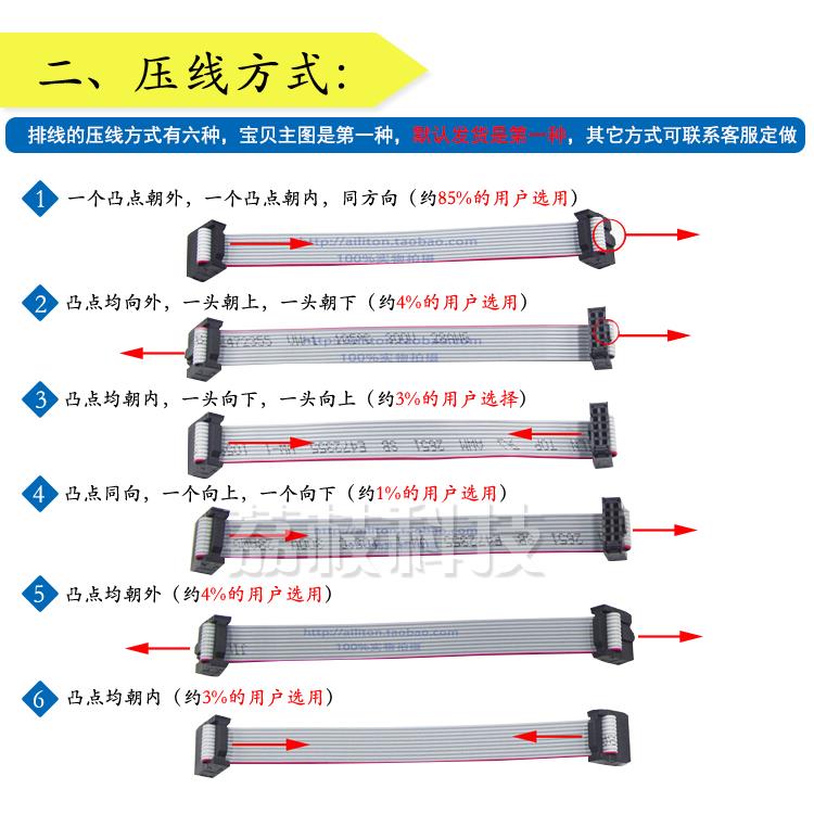 FC-60Pin彩色排线2.54mm间距 2*30P双排60针60芯压好IDC牛角插头 - 图2