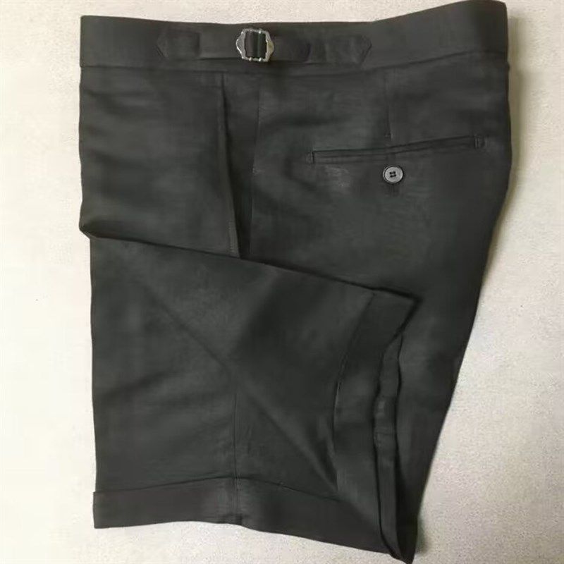 夏季意式那不勒斯宽松亚麻五分裤商务休闲 修身男士棉麻短裤,淘宝优惠券,粉丝福利购,淘宝优惠卷