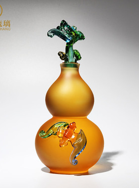 琉璃葫芦摆件客厅装饰品乔t迁新居送父母长辈实用高档祝寿生日礼