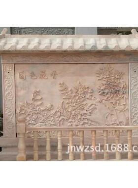 家庭仿古石雕照壁制造厂寺庙石料九龙壁价格工厂石刻影壁墙图片