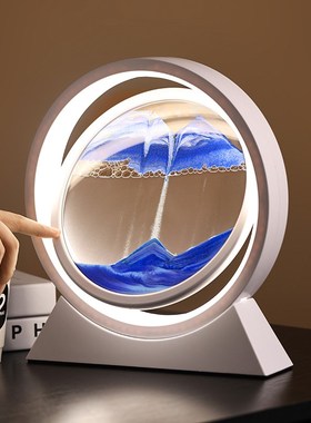 流沙画发光沙漏3d创意轻奢客厅办公室酒柜电视柜家居装饰品摆件