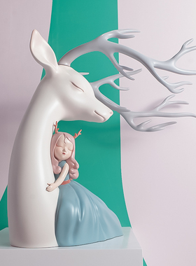 白夜童话祥鹿-依赖客厅装饰品摆件雕塑创意礼品艺术品家居饰品