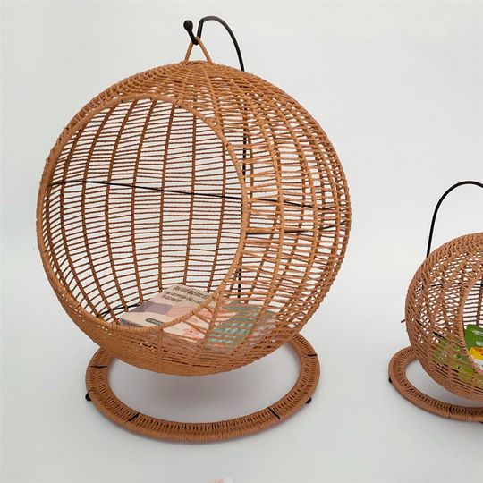 Sisal rope braided cat nest semi-enclosed round hammock summer doghouse hanging basket natural seagrass rope hand-woven comfortable