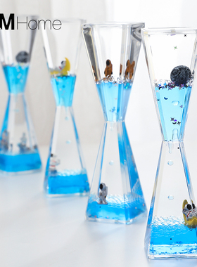 宇航员摆件油滴液体沙漏计时器创意太空人儿童流沙解压水装饰品