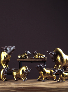 牛摆件陶瓷个性创意招财牛桌面茶宠花宠办公室车载装饰品生肖礼品