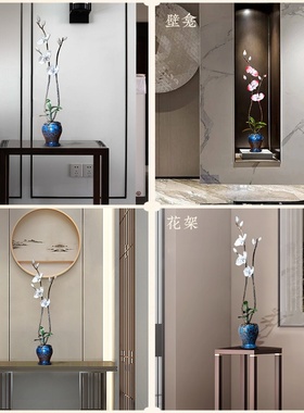 全黄铜兰花手工艺品摆件蝴蝶兰客厅玄关壁龛装饰公司前台花架摆设