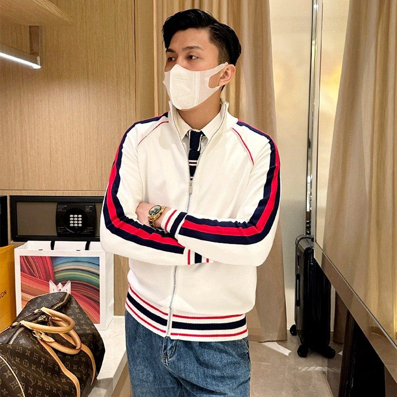 秋冬季休闲百搭半高领拉链毛衣外套个性条纹撞色修身开衫男针织衫,淘宝优惠券,粉丝福利购,淘宝优惠卷