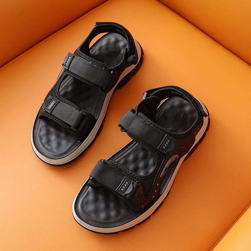 口碑佳作!Q弹鞋底!外贸男士夏季时尚百搭运动凉鞋魔术贴沙滩鞋,淘宝优惠券,粉丝福利购,淘宝优惠卷