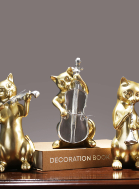 美式轻奢猫乐队软装饰品摆设 创意客厅电视酒柜书T房间办公室摆件