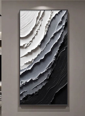 现代简约玄关挂画抽象黑白