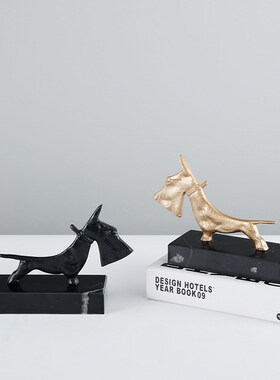 简约新古典样板房间客厅玄关宠物招财狗摆件简约现代酒店软装饰品