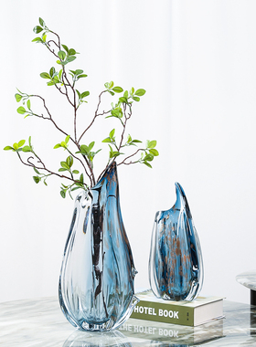 轻奢琉璃花瓶玻璃摆件现代简约客厅样板间玄关餐桌装饰品插花花器