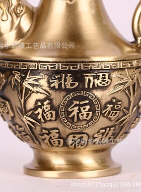 厂家 黄铜制作百福酒壶 铜酒壶 桌面酒壶摆件