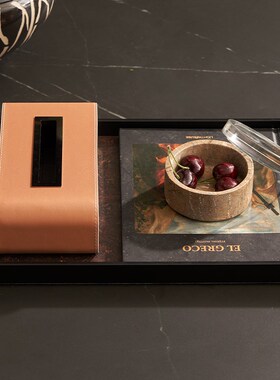 美式复古酒店茶几托盘托盘氛围布置组合套装高档家居软装饰品设计