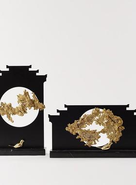 现代新中式客厅创意工艺品摆设禅意简约家居玄关电视柜装饰品摆件