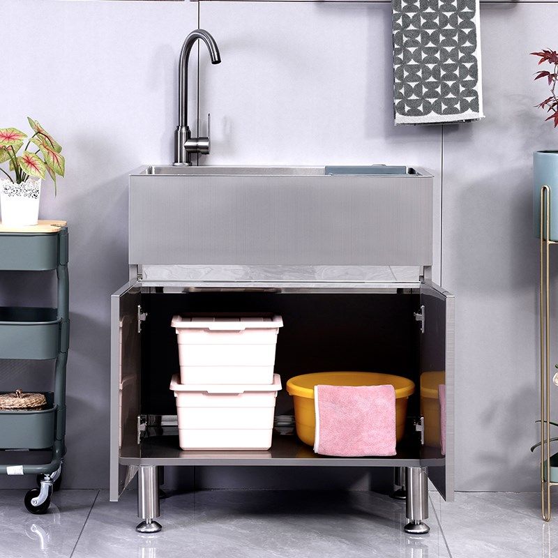 小户型不锈钢一体水槽柜阳台洗衣柜厨房洗碗柜洗菜池落地式浴室柜,淘宝优惠券,粉丝福利购,淘宝优惠卷