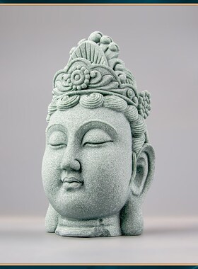 创意新中式禅意佛头茶玩摆件玄关鱼缸造景书房办公室茶台装饰品