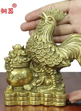 宇卓铜器 纯铜鸡黄铜鸡生肖鸡聚宝盆鸡工艺品摆件