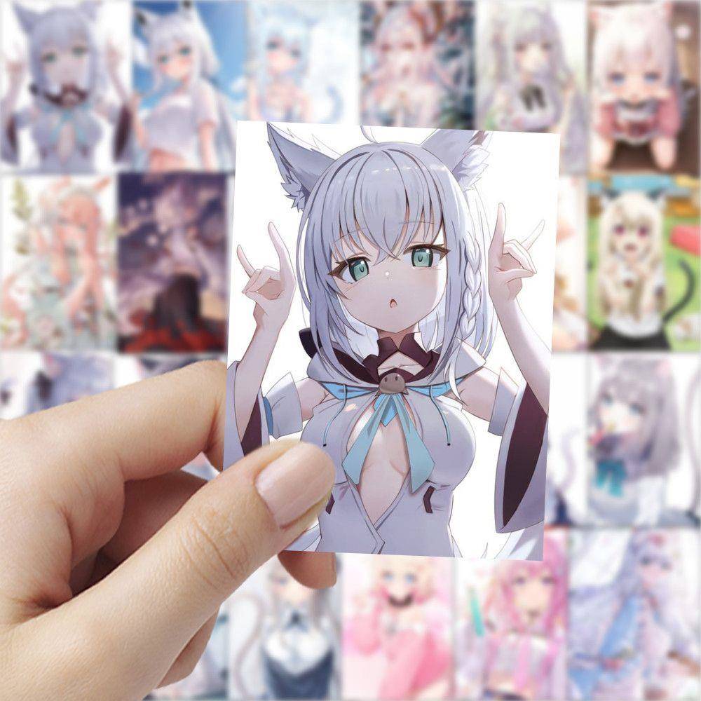 64张二次元兽耳娘贴纸人物头像卡通动漫可爱少女装饰手机手账贴画 - 图1