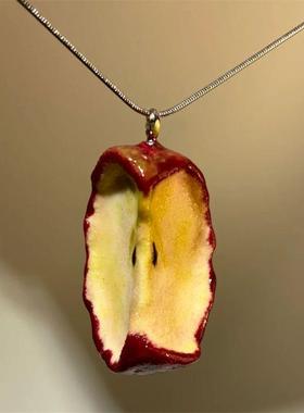 可爱红苹果冻干块项链小众设计创意独特个性滴胶原创手作锁骨链