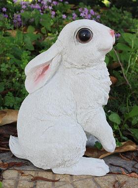 户外幼儿园草坪装饰仿真动物兔子模型可爱小白兔公仔道具花园摆件