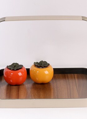 现代简约轻奢皮革手提托盘客厅餐厅书房样板间桌面收纳盘饰品摆件