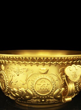 纯铜招財进宝特大号聚宝盆铜缸香炉居家用客厅柜台风水招財摆件