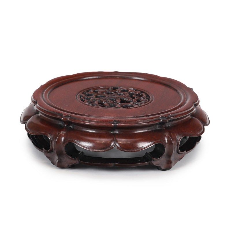 实木酸枝木中式圆形盆景花瓶底座木雕摆件茶壶香炉木质工艺品底座,淘宝优惠券,粉丝福利购,淘宝优惠卷