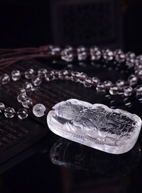 白水晶属龙属蛇守护神普贤菩萨佛像本命佛生肖普贤普萨吊坠