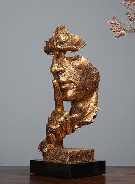 沉默是金抽象复古模型摆件创意家居装饰品客厅餐厅咖啡厅店铺摆设