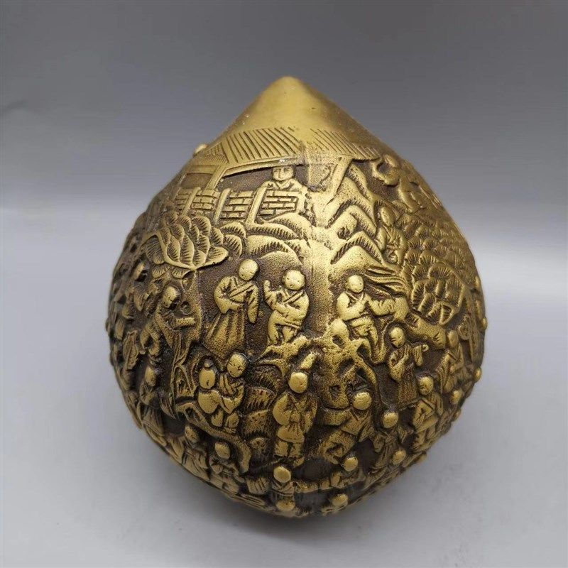 纯铜百子祝寿寿桃送人祝寿礼品仿古鎏金寿桃寿星百子祝寿桌面摆件,淘宝优惠券,粉丝福利购,淘宝优惠卷