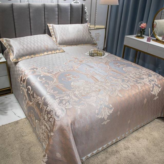 Bed sheets, ice silk cool g mat washable r foldable three-piece set soft bed mat home summer machine washable bed skirt