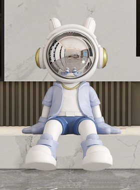 时尚炫酷太空人领航员坐姿大型玄关电视柜装饰品摆件开Z业乔迁礼