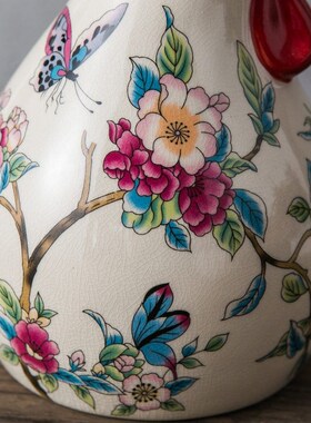 美式陶瓷鸡招财风水摆件高档创意家居客厅玄关复古装饰品结婚礼物