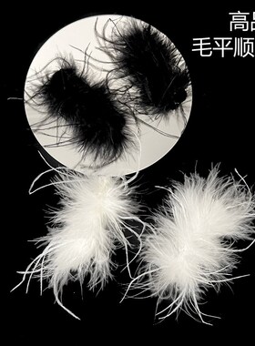 超仙黑色羽毛发卡侧边高级感毛绒高颅顶发夹少女新款秋冬对夹头饰